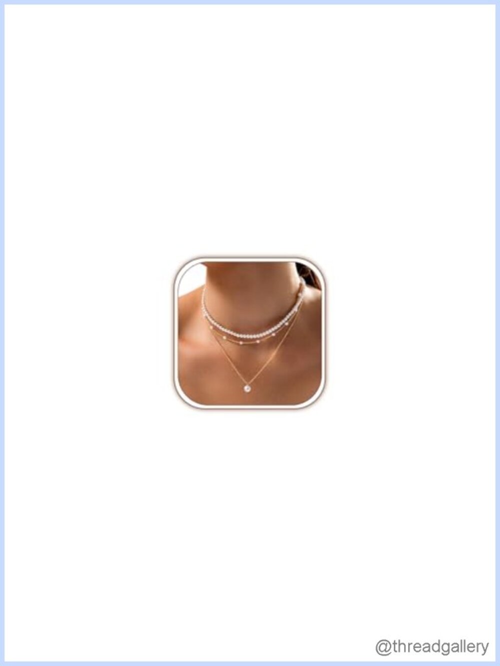 Zeffy 14K Gold Plated Pearl Necklace Layered Choker Set